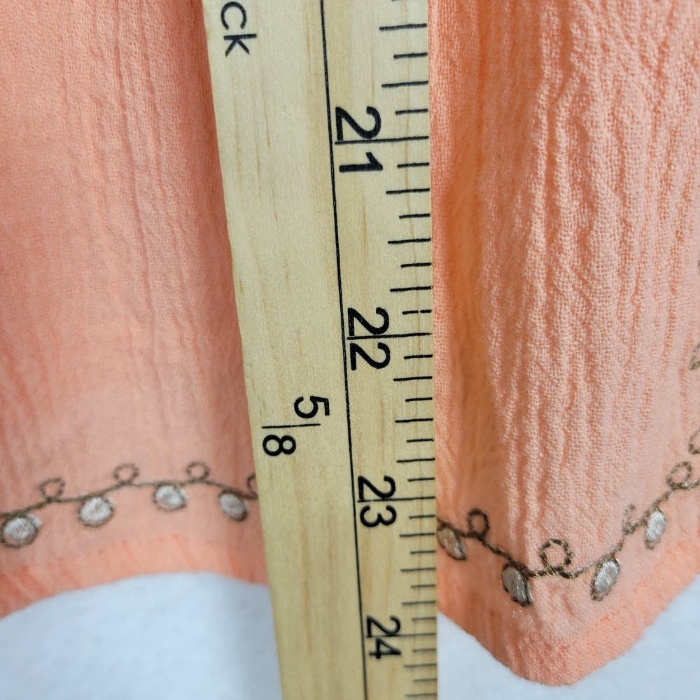 Dressbarn Vintage Peach Embroidered Blouse Womens L Cotton Boho Cottagecore - Picture 9 of 9
